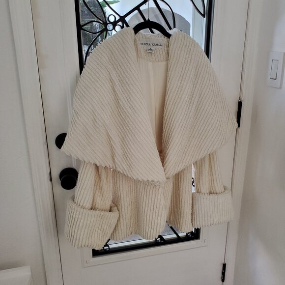 TRUE VINTAGE NORMA KAMALI PEPLUM CHENILLE JACKET - Picture 2 of 5